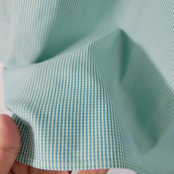 TATTERSALL London Men Button Down Shirt Sz 161/2 Green/White Stripe 100% Cotton - Picture 7 of 10
